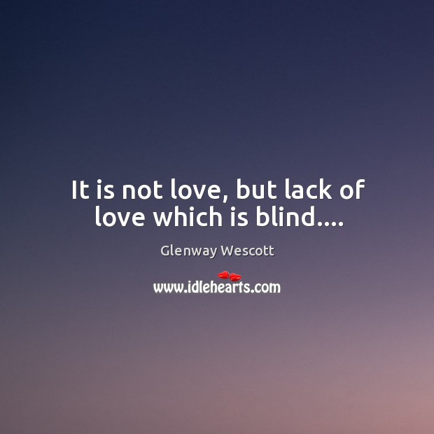 It is not love, but lack of love which is blind…. Glenway Wescott Picture Quote