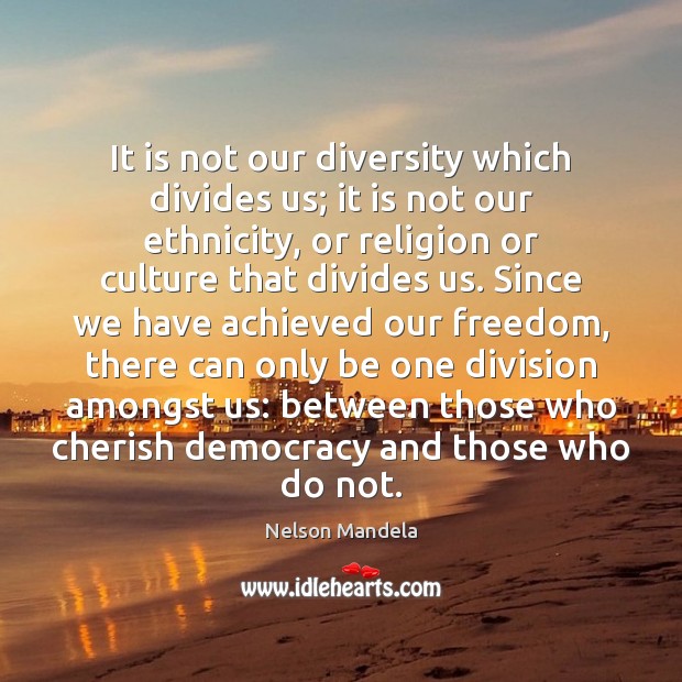 It is not our diversity which divides us; it is not our Image