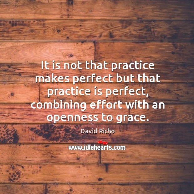 It is not that practice makes perfect but that practice is perfect, David Richo Picture Quote