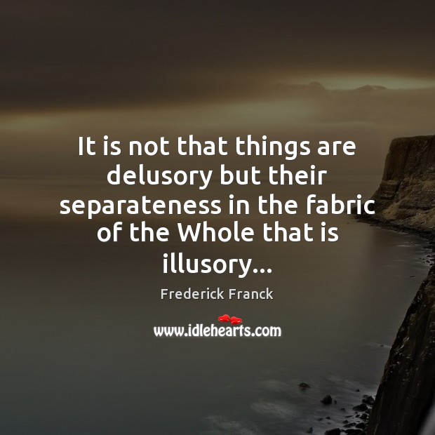 It is not that things are delusory but their separateness in the Frederick Franck Picture Quote