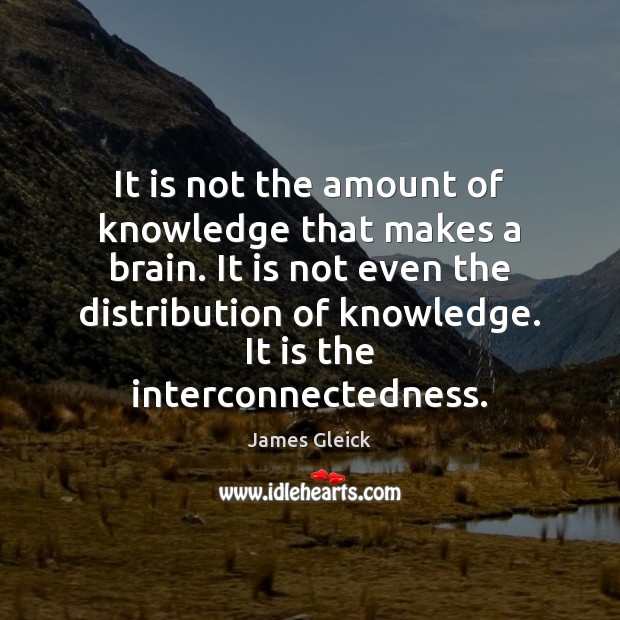 It is not the amount of knowledge that makes a brain. It James Gleick Picture Quote