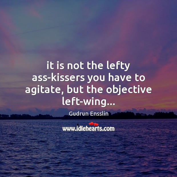 It is not the lefty ass-kissers you have to agitate, but the objective left-wing… Gudrun Ensslin Picture Quote