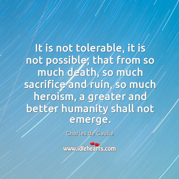 It is not tolerable, it is not possible, that from so much Charles de Gaulle Picture Quote