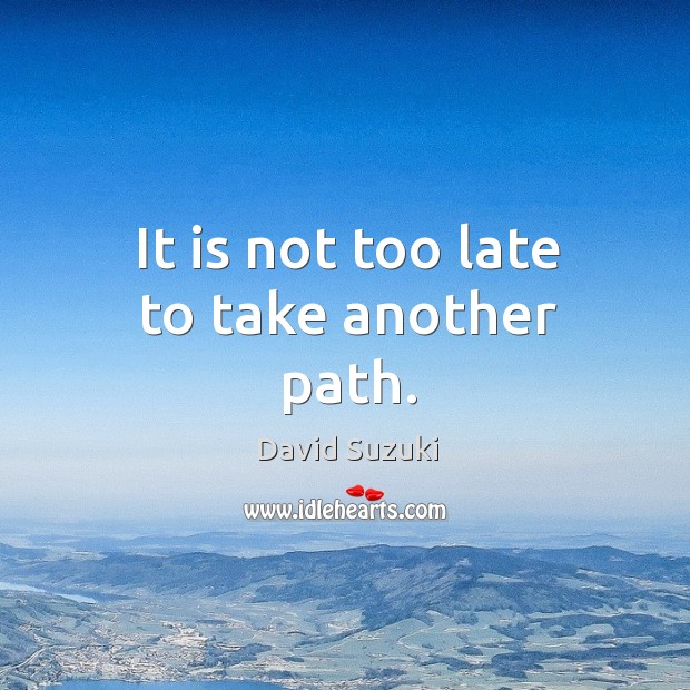 It is not too late to take another path. David Suzuki Picture Quote