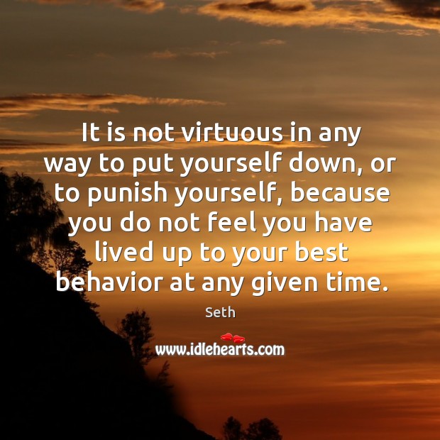 It is not virtuous in any way to put yourself down, or Seth Picture Quote