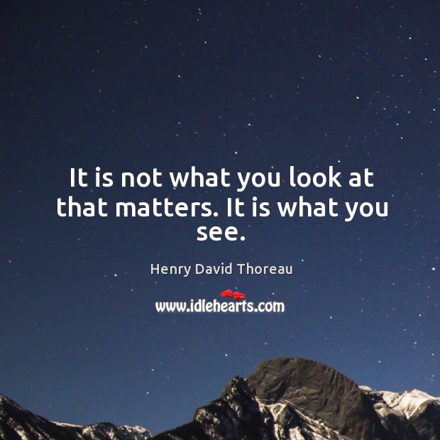 It is not what you look at that matters. It is what you see. Henry David Thoreau Picture Quote