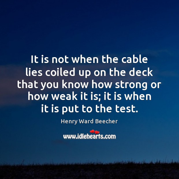 It is not when the cable lies coiled up on the deck Henry Ward Beecher Picture Quote