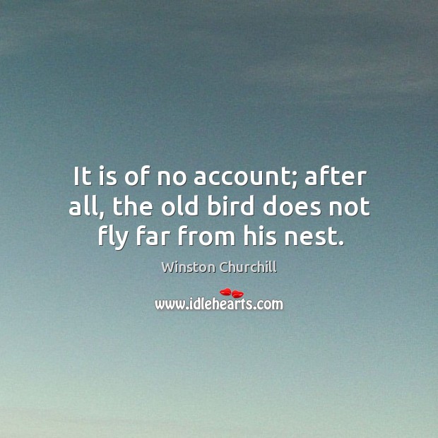It is of no account; after all, the old bird does not fly far from his nest. Image