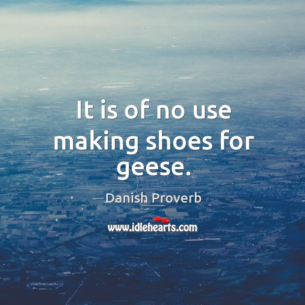 It is of no use making shoes for geese. Danish Proverbs Image