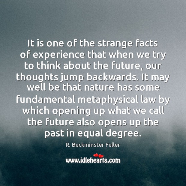 It is one of the strange facts of experience that when we R. Buckminster Fuller Picture Quote
