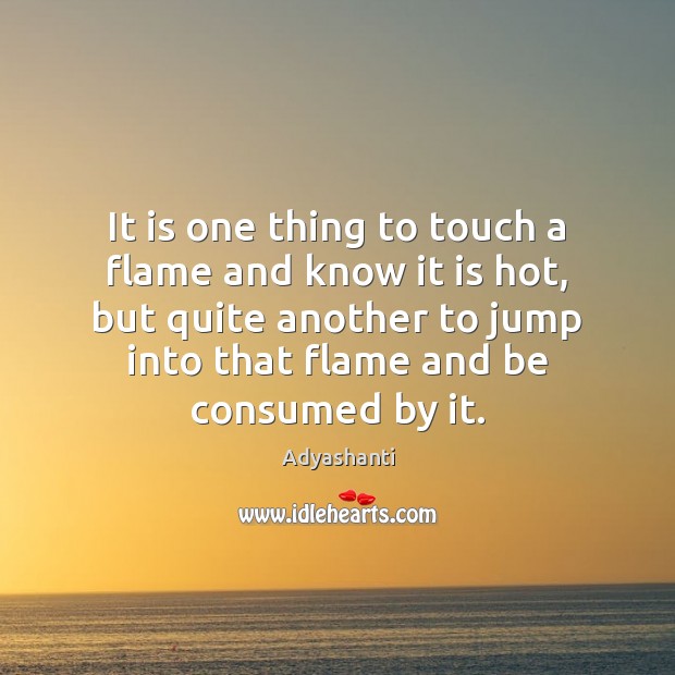 It is one thing to touch a flame and know it is Adyashanti Picture Quote