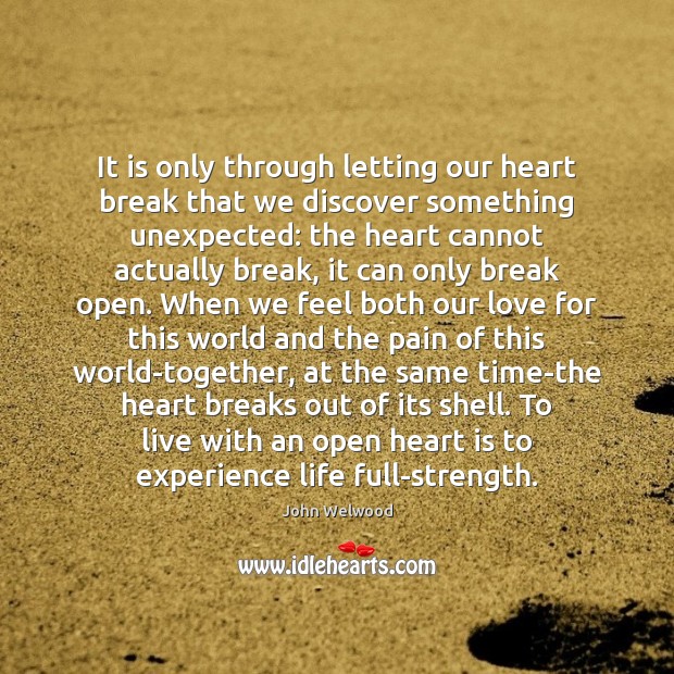 It is only through letting our heart break that we discover something John Welwood Picture Quote