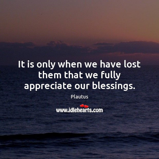 It is only when we have lost them that we fully appreciate our blessings. Image