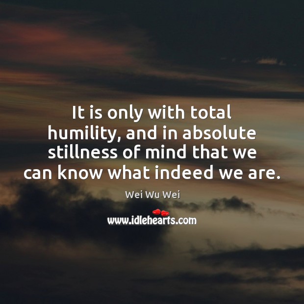 It is only with total humility, and in absolute stillness of mind Wei Wu Wei Picture Quote