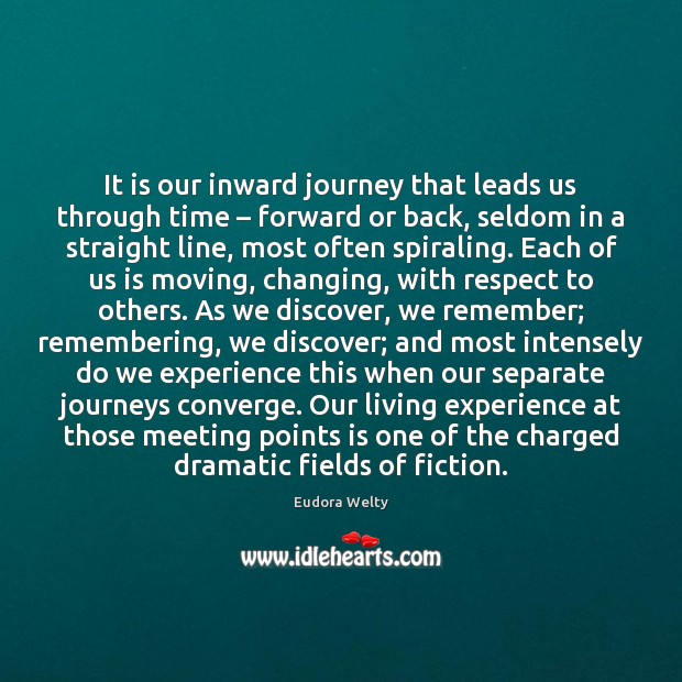 It is our inward journey that leads us through time – forward or Eudora Welty Picture Quote