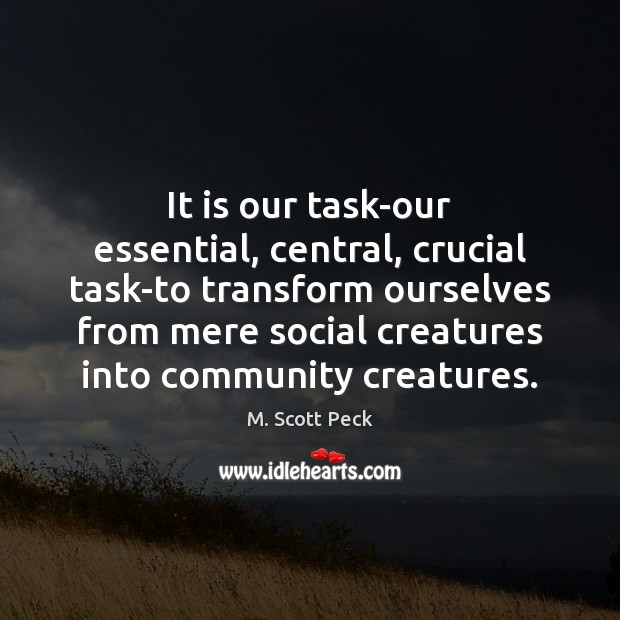 It is our task-our essential, central, crucial task-to transform ourselves from mere Image
