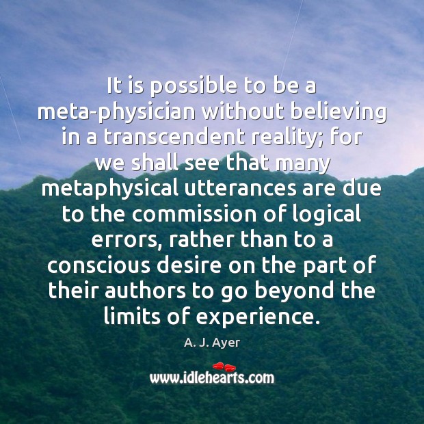 It is possible to be a meta-physician without believing in a transcendent Image