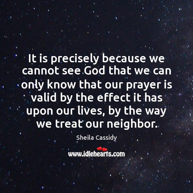 It is precisely because we cannot see God that we can only Sheila Cassidy Picture Quote