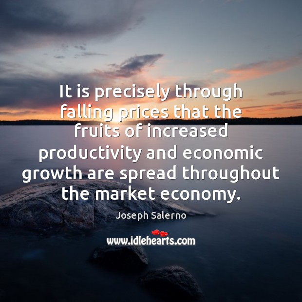 It is precisely through falling prices that the fruits of increased productivity Joseph Salerno Picture Quote
