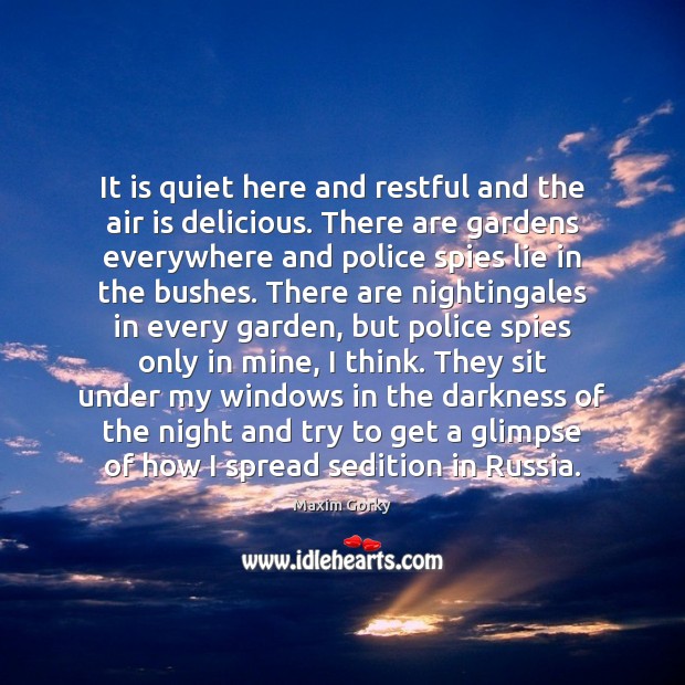 It is quiet here and restful and the air is delicious. There Lie Quotes Image