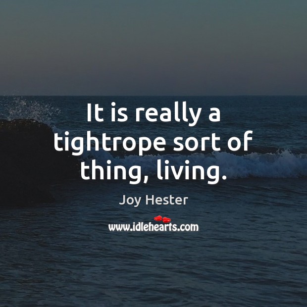 It is really a tightrope sort of thing, living. Image