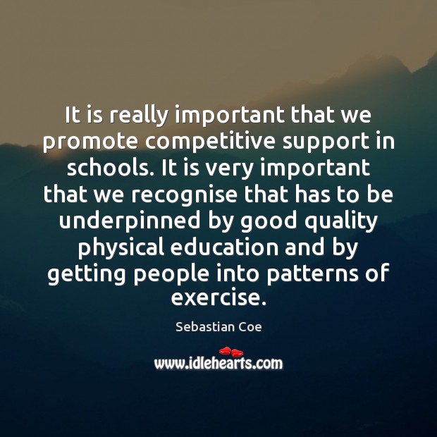 It is really important that we promote competitive support in schools. It Sebastian Coe Picture Quote