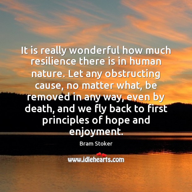 It is really wonderful how much resilience there is in human nature. Image