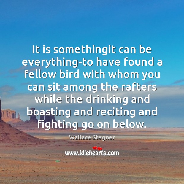 It is somethingit can be everything-to have found a fellow bird with Wallace Stegner Picture Quote