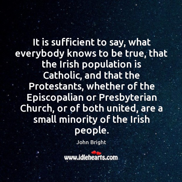 It is sufficient to say, what everybody knows to be true, that the irish population is catholic Image