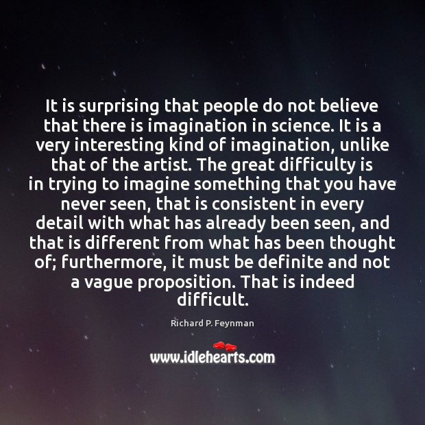 It is surprising that people do not believe that there is imagination Richard P. Feynman Picture Quote