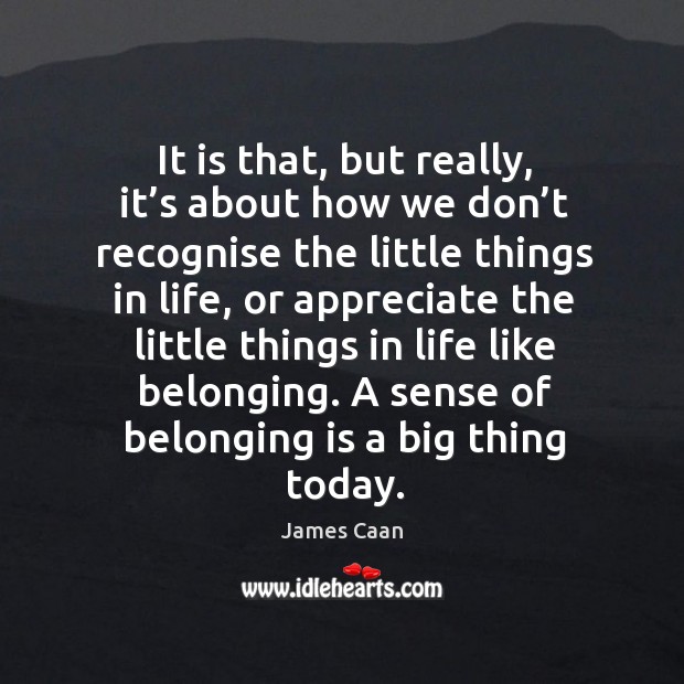 It is that, but really, it’s about how we don’t recognise the little things in life Image