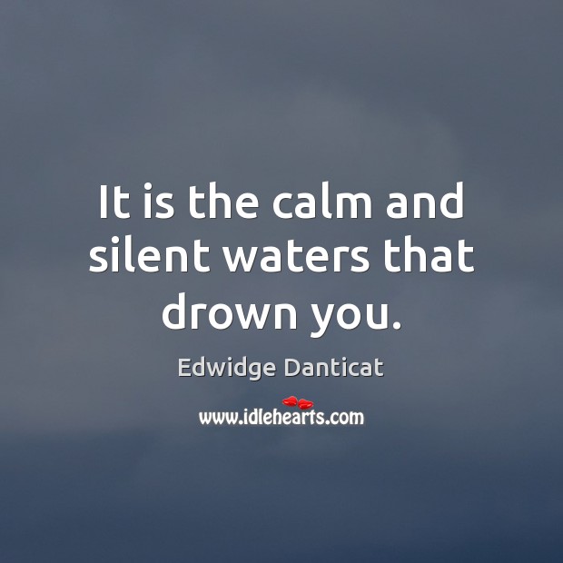 It is the calm and silent waters that drown you. Edwidge Danticat Picture Quote