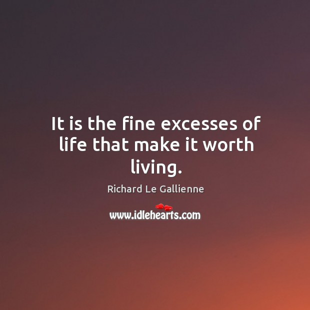 It is the fine excesses of life that make it worth living. Image