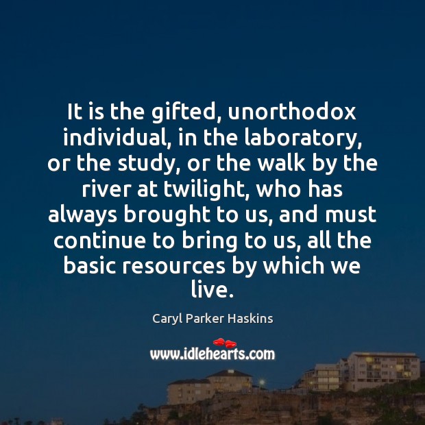 It is the gifted, unorthodox individual, in the laboratory, or the study, Caryl Parker Haskins Picture Quote