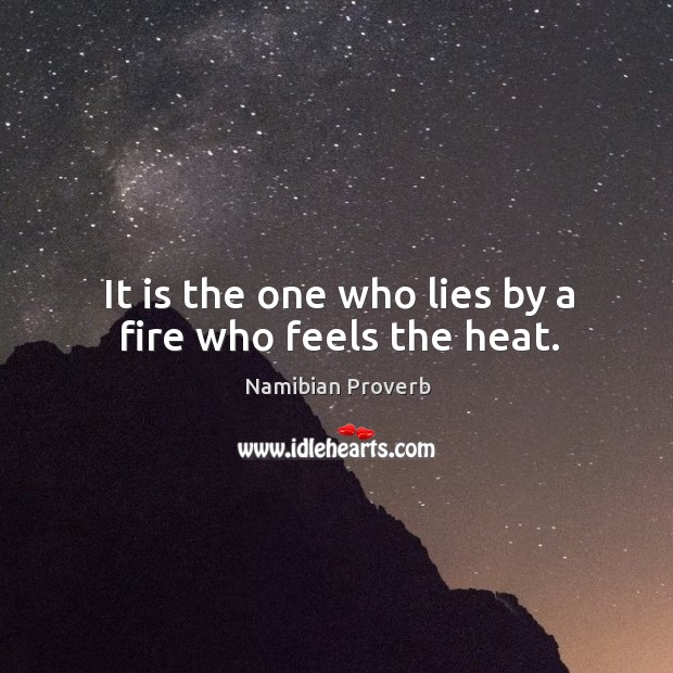 It is the one who lies by a fire who feels the heat. Namibian Proverbs Image