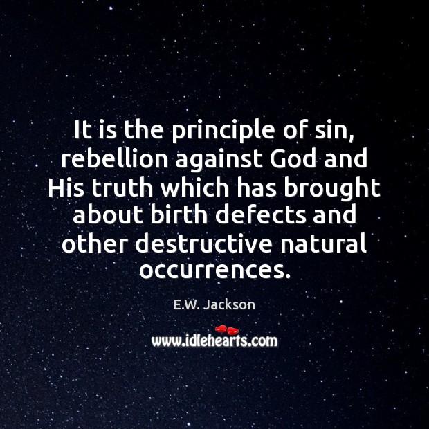 It is the principle of sin, rebellion against God and His truth E.W. Jackson Picture Quote