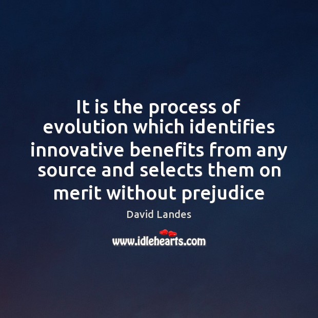 It is the process of evolution which identifies innovative benefits from any David Landes Picture Quote