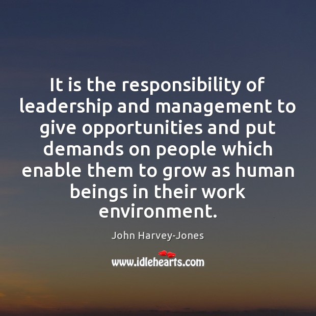 It is the responsibility of leadership and management to give opportunities and John Harvey-Jones Picture Quote