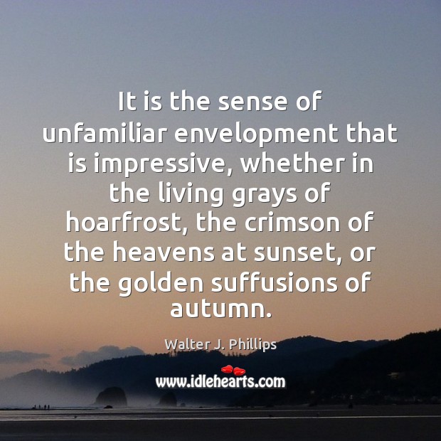 It is the sense of unfamiliar envelopment that is impressive, whether in Walter J. Phillips Picture Quote