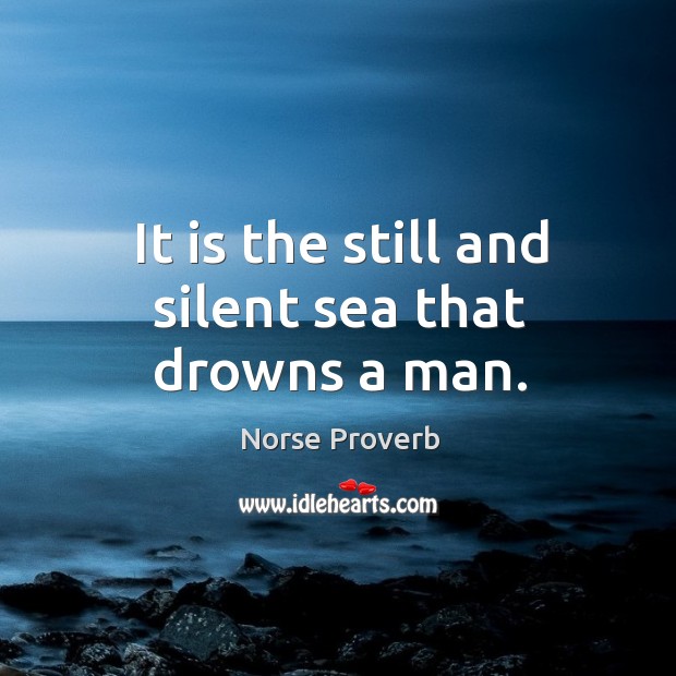 It is the still and silent sea that drowns a man. Norse Proverbs Image