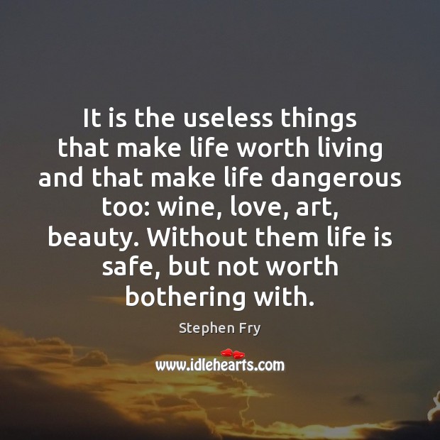 It is the useless things that make life worth living and that Stephen Fry Picture Quote