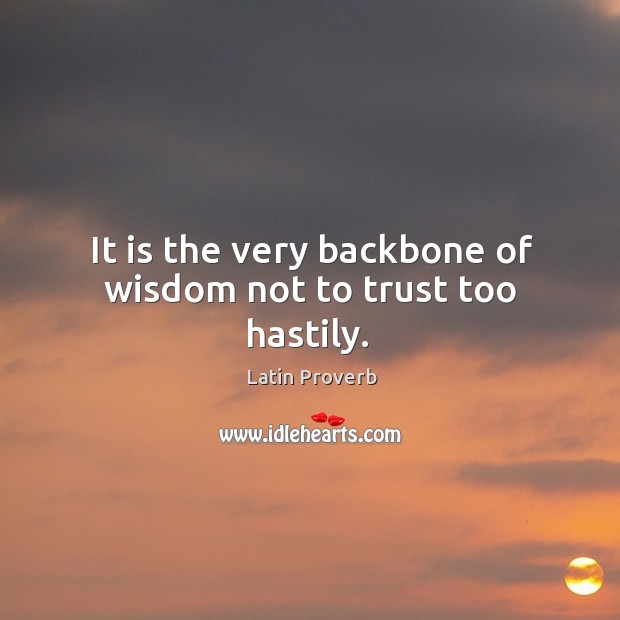 It is the very backbone of wisdom not to trust too hastily. Image