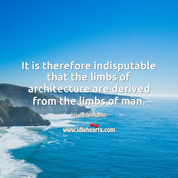 It is therefore indisputable that the limbs of architecture are derived from Image
