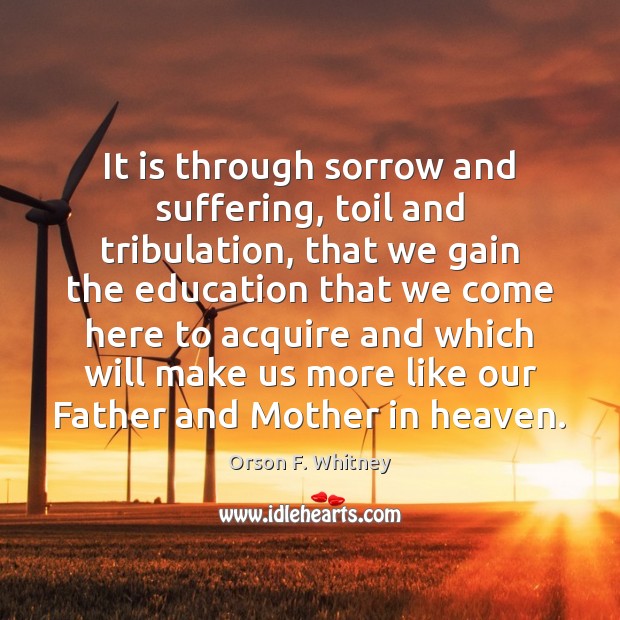 It is through sorrow and suffering, toil and tribulation, that we gain Orson F. Whitney Picture Quote