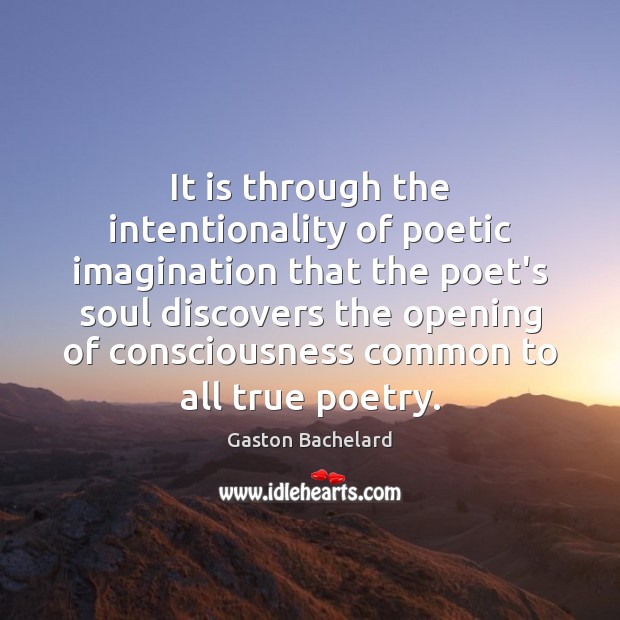It is through the intentionality of poetic imagination that the poet’s soul Image
