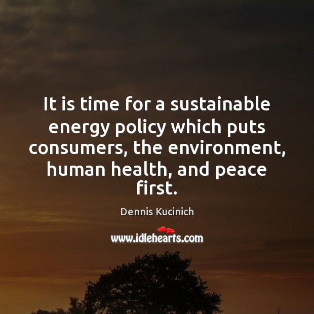 It is time for a sustainable energy policy which puts consumers, the Dennis Kucinich Picture Quote