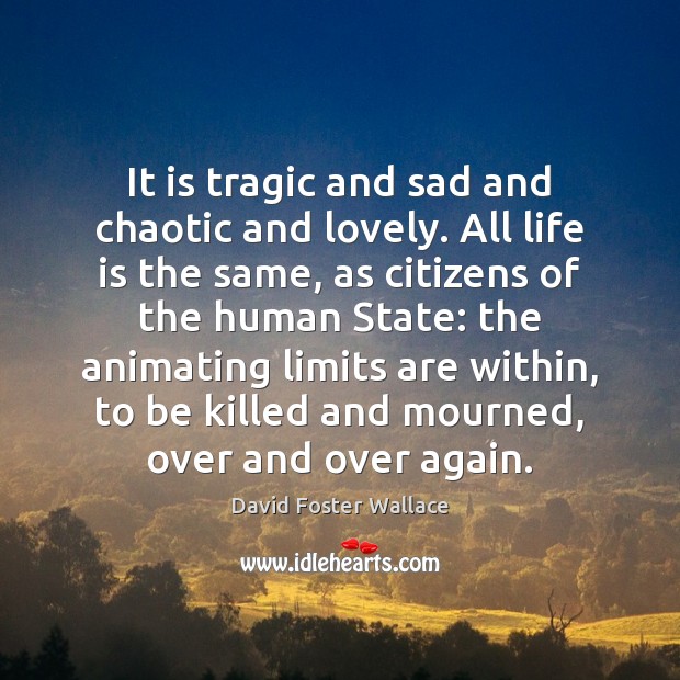 It is tragic and sad and chaotic and lovely. All life is David Foster Wallace Picture Quote