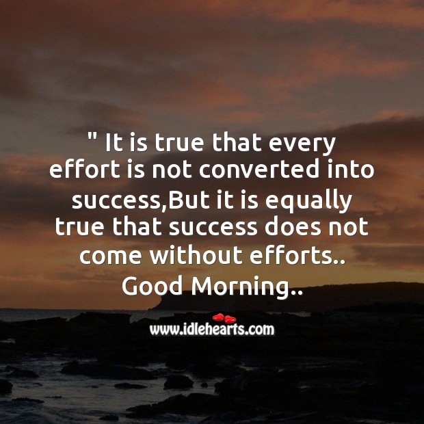 It is true that every effort is not converted into success Good Morning Quotes Image