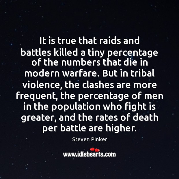 It is true that raids and battles killed a tiny percentage of Steven Pinker Picture Quote