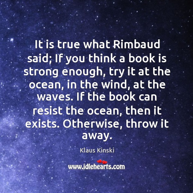 It is true what rimbaud said; if you think a book is strong enough, try it at the ocean Image